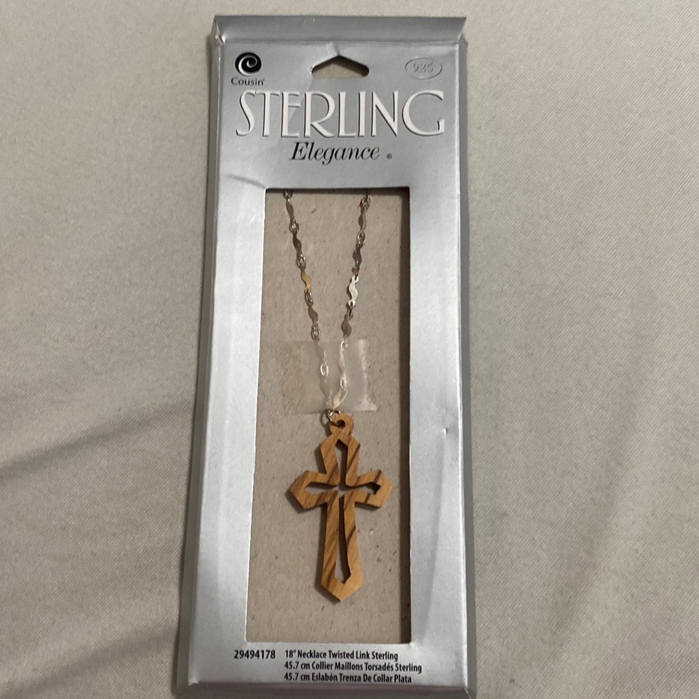 Wood cross necklace